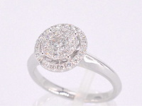 Witgouden entourage ring volledig bezet met diamanten - afbeelding 6 van  10