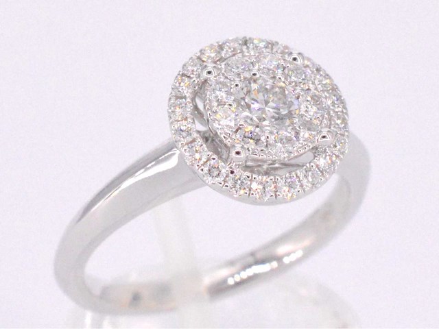 Witgouden entourage ring volledig bezet met diamanten - afbeelding 7 van  10