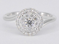 Witgouden entourage slagring met diamanten - afbeelding 1 van  9