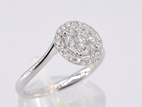 Witgouden entourage slagring met diamanten - afbeelding 5 van  8