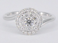Witgouden entourage slagring met diamanten - afbeelding 1 van  10