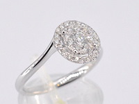 Witgouden entourage slagring met diamanten - afbeelding 6 van  10