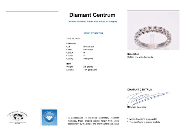 Witgouden eternity met briljant geslepen diamanten - afbeelding 3 van  9