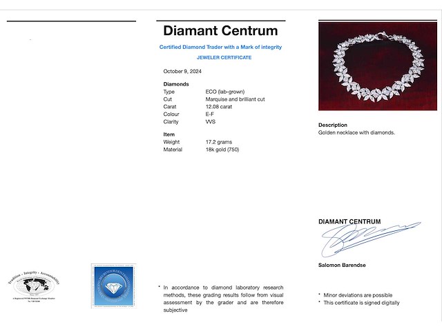 Witgouden exclusieve armband 12.08 carat marquise en briljant diamanten - afbeelding 3 van  9