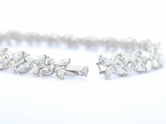 Witgouden exclusieve armband marquise briljant 11.00 ct - afbeelding 7 van  9