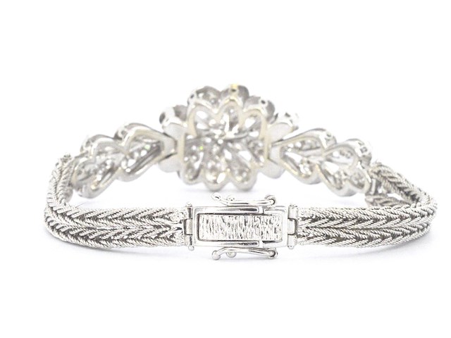 Witgouden exclusieve armband mat natuurlijke witte diamanten - afbeelding 6 van  8