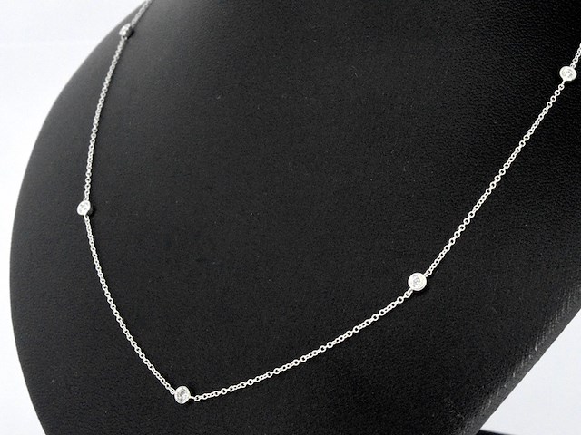 Witgouden halscollier met natuurlijke diamanten - afbeelding 4 van  10
