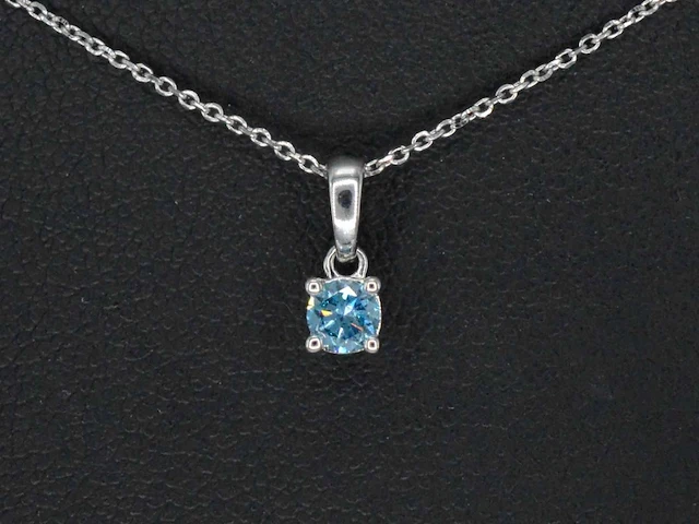 Witgouden halsketting diamant blauw 0.25 ct - afbeelding 1 van  7