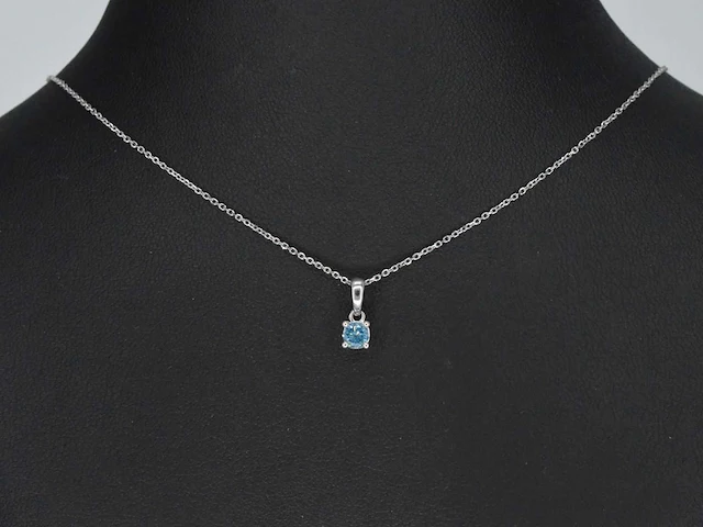 Witgouden halsketting diamant blauw 0.25 ct - afbeelding 2 van  7