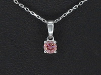 Witgouden halsketting diamant roze 0.20 ct - afbeelding 1 van  7