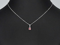 Witgouden halsketting diamant roze 0.20 ct - afbeelding 3 van  7