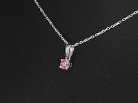 Witgouden halsketting diamant roze 0.20 ct - afbeelding 4 van  7