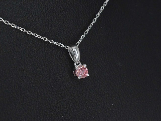 Witgouden halsketting diamant roze 0.20 ct - afbeelding 5 van  7