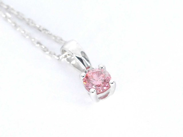 Witgouden halsketting diamant roze 0.20 ct - afbeelding 7 van  7