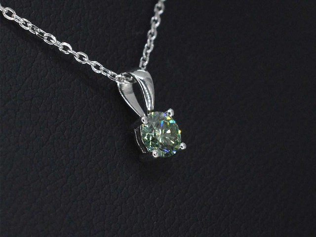 Witgouden halsketting groene diamant 0.25 carat - afbeelding 4 van  9