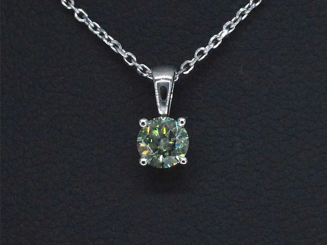 Witgouden halsketting groene diamant 0.25 carat - afbeelding 5 van  9