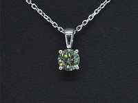 Witgouden halsketting groene diamant 0.25 carat - afbeelding 5 van  9
