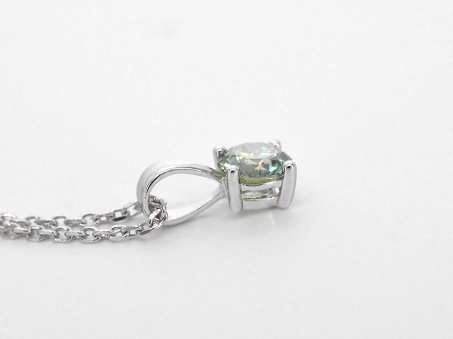Witgouden halsketting groene diamant 0.25 carat - afbeelding 8 van  9