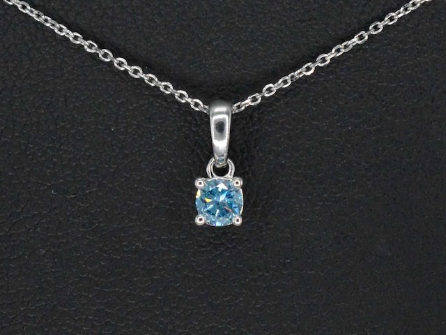 Witgouden halsketting met blauwe diamant 0.25 carat - afbeelding 1 van  7