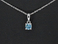 Witgouden halsketting met blauwe diamant 0.25 carat - afbeelding 1 van  7