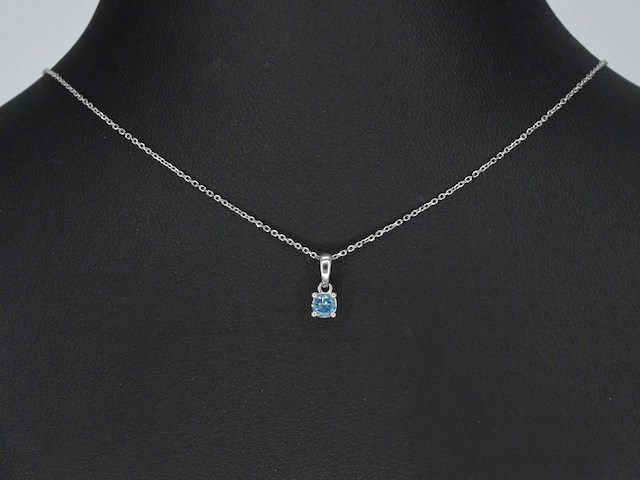 Witgouden halsketting met blauwe diamant 0.25 carat - afbeelding 2 van  7