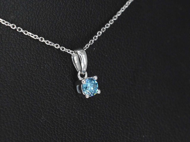 Witgouden halsketting met blauwe diamant 0.25 carat - afbeelding 5 van  7