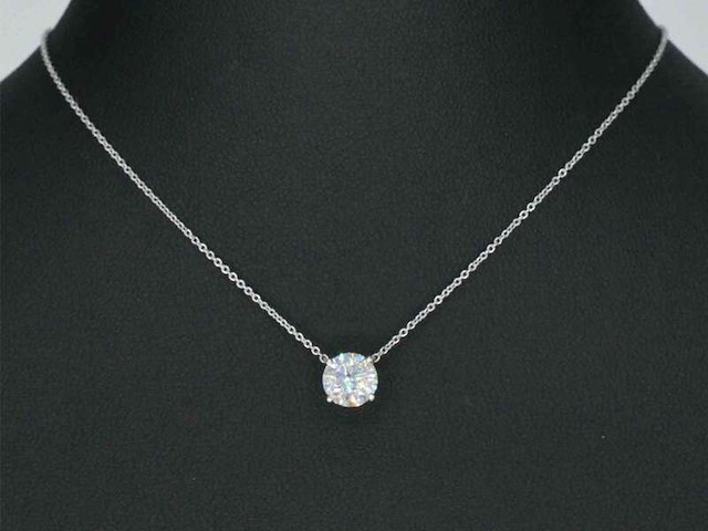 Witgouden halsketting met een diamant van 0.50 carat - afbeelding 2 van  7