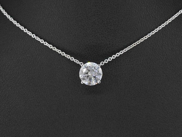 Witgouden halsketting met een diamant van 0.70 carat - afbeelding 2 van  7