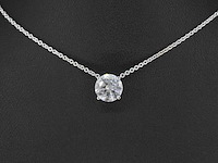 Witgouden halsketting met een diamant van 0.70 carat - afbeelding 2 van  7