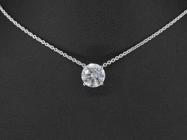 Witgouden halsketting met een diamant van 0.70 carat - afbeelding 2 van  7