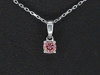 Witgouden halsketting roze diamant
