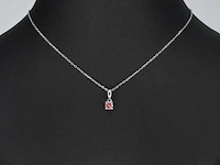 Witgouden halsketting roze diamant - afbeelding 4 van  7