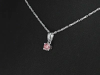 Witgouden halsketting roze diamant - afbeelding 5 van  7