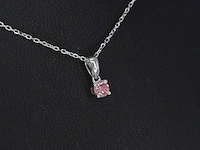Witgouden halsketting roze diamant - afbeelding 6 van  7