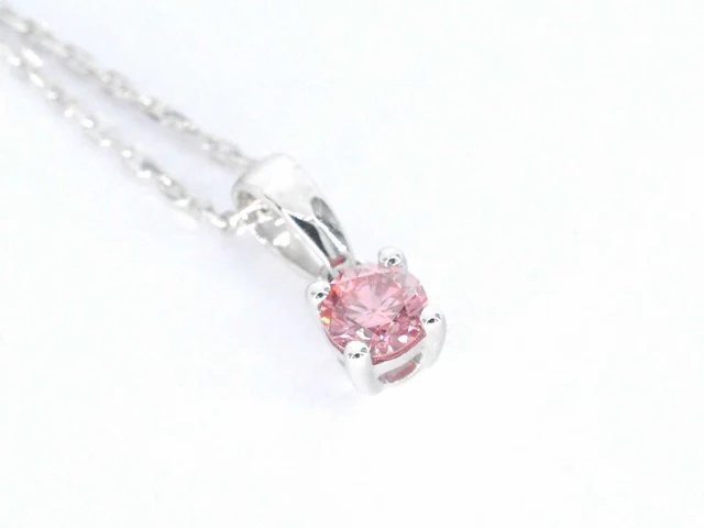 Witgouden halsketting roze diamant - afbeelding 3 van  7