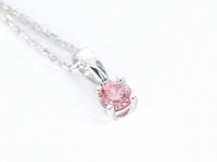 Witgouden halsketting roze diamant - afbeelding 3 van  7