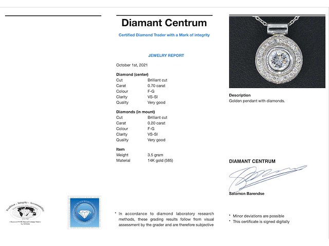 Witgouden hanger briljant diamanten - afbeelding 3 van  7