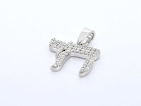 Witgouden hanger chai vol met diamant