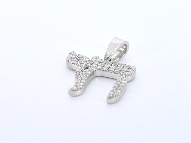 Witgouden hanger chai vol met diamant - afbeelding 2 van  13