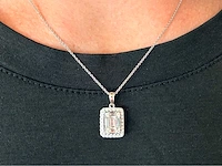 Witgouden hanger diamant emerald