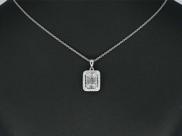 Witgouden hanger diamant emerald - afbeelding 2 van  6