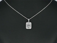 Witgouden hanger diamant emerald - afbeelding 2 van  6