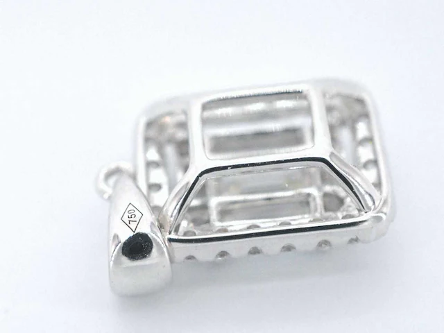 Witgouden hanger diamant emerald - afbeelding 5 van  6