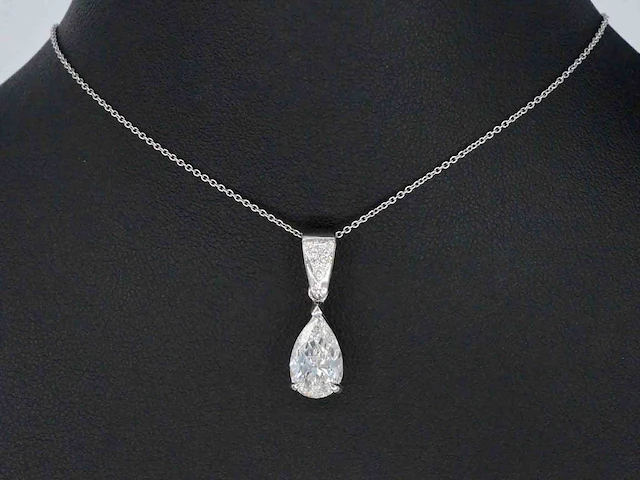 Witgouden hanger diamant peer 2.01 ct - afbeelding 2 van  10