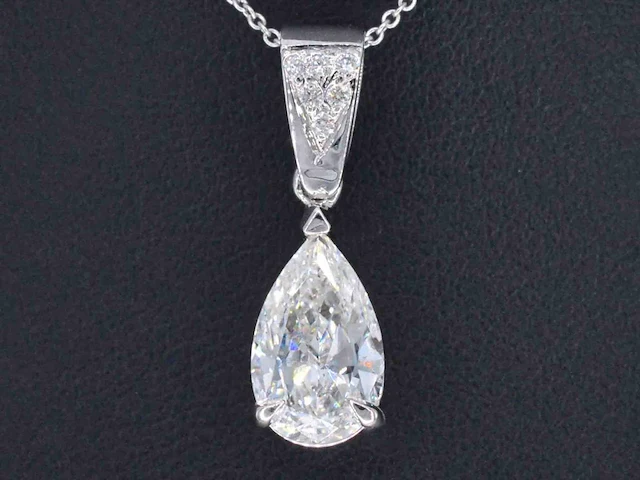 Witgouden hanger diamant peer 2.01 ct - afbeelding 1 van  10