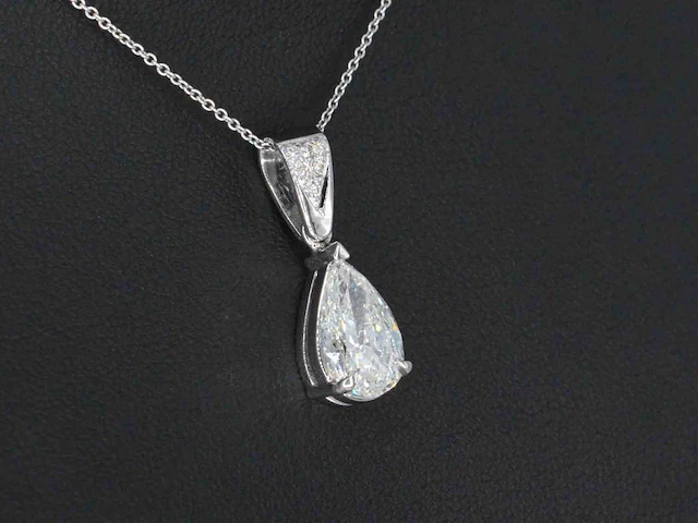 Witgouden hanger diamant peer 2.01 ct - afbeelding 7 van  10