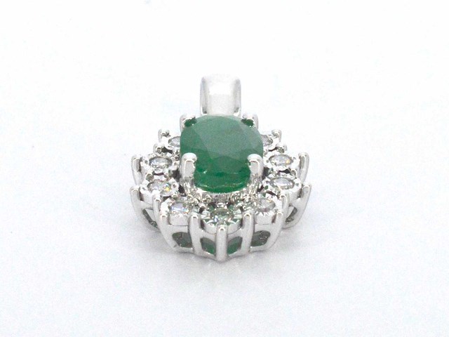 Witgouden hanger diamant smaragd - afbeelding 4 van  8