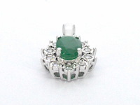 Witgouden hanger diamant smaragd - afbeelding 4 van  8