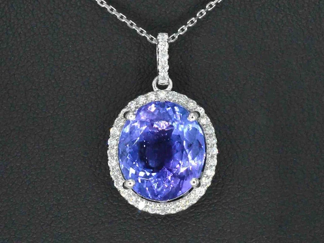 Witgouden hanger diamant tanzaniet - afbeelding 1 van  12
