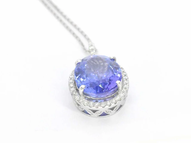 Witgouden hanger diamant tanzaniet - afbeelding 11 van  12